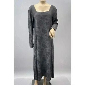 CP Shades Maxi Dress Size S Gray Embroidered Square Neck Witchy Boho Long Sleeve